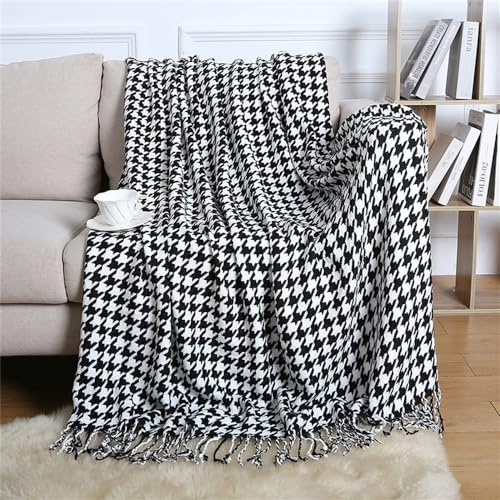 Morbuy Sofadecke TV Decke, Warme Multifunktionale Nickerchen Decke Tagesdecke Freizeitdecke Reisedecke for Sofa Fernseher Umhängetuch (130 * 240cm,Hahnentritt)