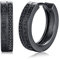 Wikinger Creolen Schwarze Ohrringe für Herren Damen 925 Sterling Silber Wikinger Sleeper Huggie Nordische Runen Ohrringe Punk für Männer Frauen