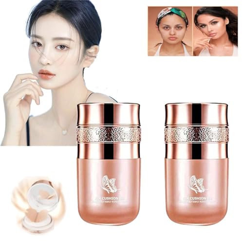 Butterfly Cushion BB Cream, Air Cushion CC Cream, Moisturizing Concealer Makeup Base Primer BB Liquid Foundation, Effectively Cover Skin Imperfections, Conceals Pores, Easy To Use (Mixed 2pcs)