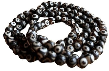 WORLD WIDE GEMS Mala-Perlen, matt, Dzi-Stein, 108 Mala-Halskette, geknotete Mala, WWG-Halskette, Yoga-Schmuck, Meditationsperlen, spiritueller Schmuck, Boho-Schmuck, 86 cm, Edelstein