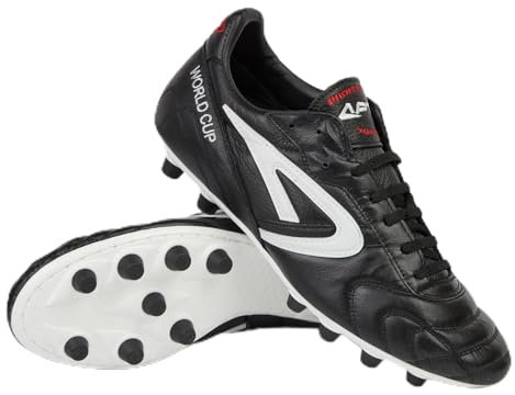 World Cup Black - Botas de Fútbol de Piel de Canguro Natural - Suela Mix, con Tacos de Aluminio, terrenos húmedos - Negro - 43,5