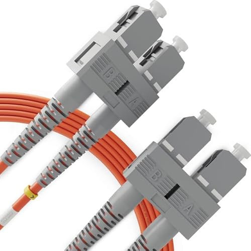 BEYONDTECH Cavo Fibra Ottica SC a SC OM2 Multimodale Duplex (60 Metri) - Cavo di Fibre Ottiche UPC/UPC - 50/125 (LSZH)