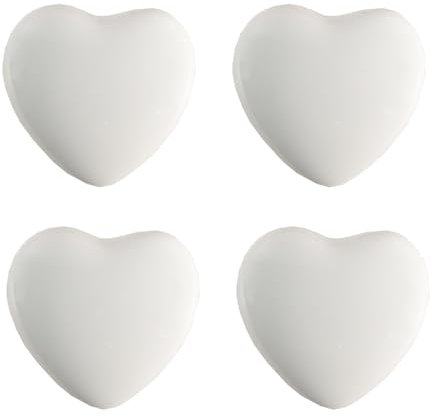Clayre & Eef Türknauf 4er Set Herz Ø 4 cm Weiß Keramik Möbelknopf