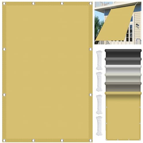 Sonnensegel Sonnenschutz Garten Balkon 2.8 x 6 m, Wasserdicht 98% UV Schutz Outdoor Markise Baldachin inkl Befestigungsseile für Garten Terrasse, Creme Farben