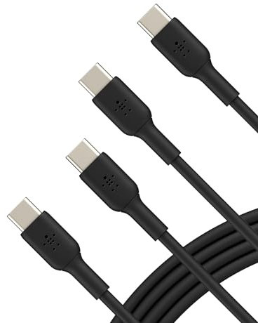 Belkin BoostCharge USB-C to USB-C Cable (1M/3.3ft), USB-C Fast Charging Cable for iPhone 16, iPhone 16 Pro, iPhone 16 Pro Max, Galaxy S24, S23, Pixel, iPad Pro, Carplay, & More- Black (2-Pack)