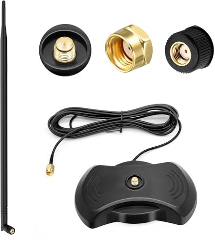Antena WiFi 2.4G/5.8G RP-SMA Antena 12dBi Tilt WLAN Antena con Base Magnetica Cable para WLAN Router Gateway Mini PCI-Express PCIE Tarjeta de red IP Cámara IP