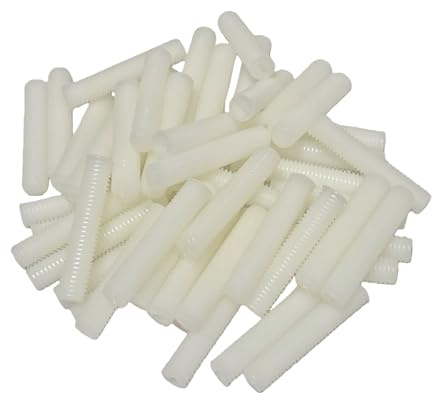 M8 x 40mm Slotted Head Set Screws, Plastic Headless Grub Screws White Nylon, 50Pcs