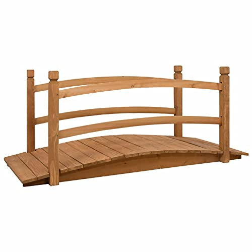 Iiaky Gartenbrücke 140x60x60 cm Massivholz Tanne Holzbrücke Teichbrücke Brücke Holzsteg Zierbrücke Deko