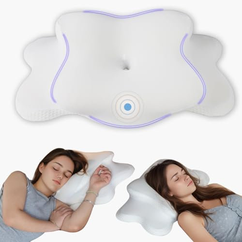 frelook Cuscino cervicale ortopedico in memory foam, cuscino per chi dorme sul fianco, design ergonomico con forma cava per fianchi, schiena e addominali, bianco