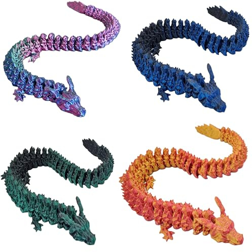 Feuerdrache I 3 Stück I 3D gedruckt I Herstellung Deutschland I voll bewegliche Drachen mit flexiblen Gelenken I ideal als Dekoration (bunt)