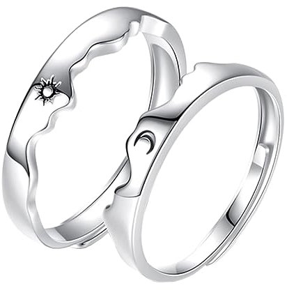 VALICLUD 1 Paar Sonne und Mond Paar Ringe für Jungs Freundschaftsringe the hallow halloween mitgebsel Herrenring Ringe für verstellbarer Kupfer