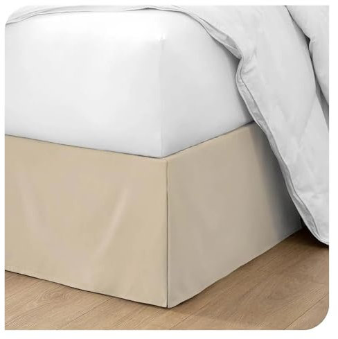 WJIAYAO Cache Sommiers Jupe de lit plissée Douce et Confortable avec Tissu Infroissable de 15 Pouces de Hauteur(Beige,160x 200 x 35 cm)
