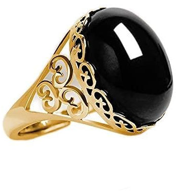 QTYQWC Modischer Damenring mit natürlichem Achat und Onyx, verstellbar, Smaragd, Vintage-Einlage, Damenring, Hochzeits- und Verlobungsschmuck, 925er Sterlingsilber, Bergkristall, Edelsteinring,
