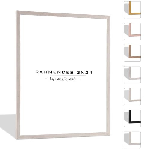 Rahmendesign24 Bilderrahmen Nero 60x90 Weiß Vintage Fotorahmen, Wechselrahmen, Posterrahmen, Puzzlerahmen, schmaler Bilderrahmen