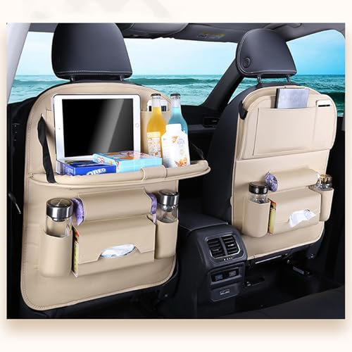 BAITUB Autositz Organizer für Renault Zoe Auto Organizer Kinder Autositz Rücksitz Organizer Autositz Organizer mit Faltbarer Tischschale Leder Rücksitz Protecteur