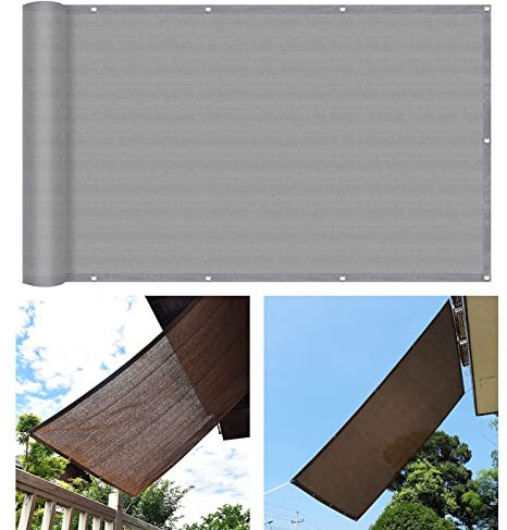 Grande tenda da sole e vento per vasca idromassaggio, 3,8 x 6 m, con corda inclusa, facile installazione, per balcone, terrazza e giardino, grigio