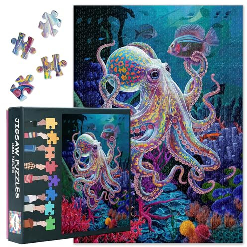 Jigsaw Puzzles for Adults Octopus Puzzles for Adults 1000 Pieces Sea World Jigsaw Puzzle Funny Adult Puzzle Game, Finished Size is 27.5 x 19.7 Inch