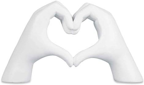 Kityemo Weiße Resin-Herz-Hände-Skulptur – Moderne TV-Schrank & Regal-Deko, Skandinavischer Wohnzimmer-Akzent, Personalisierbares Wandkunst-Geschenk