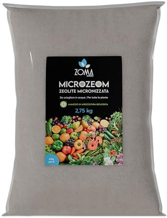 ZOMA - Zeolite micronizzata per agricoltura 2,75 Kg Polvere di Roccia Naturale Insetticida, Acaricida e Fungicida per piante – Zeolite per piante qualità Clinoptilolite - Made in Italy