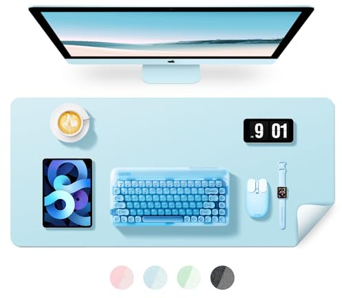 BUBM Schreibtischunterlage 100x50cm, PU Leder Desk Mat für Homeoffice & Gaming, Rutschfeste Schreibunterlage, Wasserdichte Schreibtischunterlagen & Schreibtischmatte für Büro