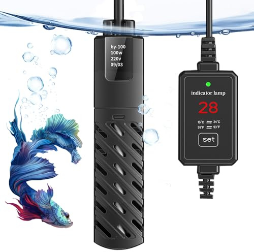 OBEST Aquariumheizung mit LED-Temperatur, Thermostatheizung, 100W Aquariumheizung, Heizstab für Aquarien bis 100L, Heizung für Fischbecken und Aquarien