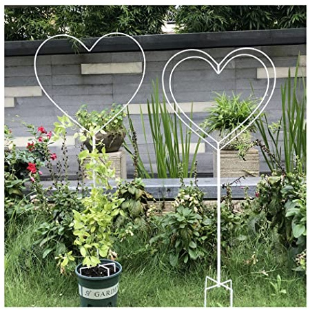 Gartenspalier, Rankgitter für Kletterpflanzen, Obelisken-Spalier, Pflanzenrahmen, Fleischige Herzform-Pflanzenstütze, Dekoratives Pflanzenspalier, Jasmin-Efeu, Weiß, A