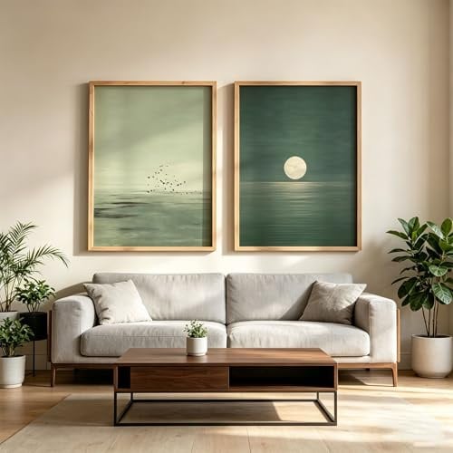 Xiyocadt 2er Poster Set, Viusneun Premium Poster Set, Modern Abstract Sun and Moon Pictures Wall Decoration, Boho Art Wall Pictures Living Room Bedroom, Without Frame (E,50x70cm)