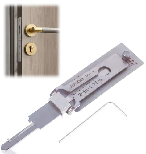Mas/TER Key Decoder Lock Picking Tool, 2 in 1 Lock Pick & Decoder Kit with Skeleton Keys & Auto Key Extractor, Stain/Less Ste/el Locksmith Tool for Beginners, Lockpicking Training Set(ss002pro)