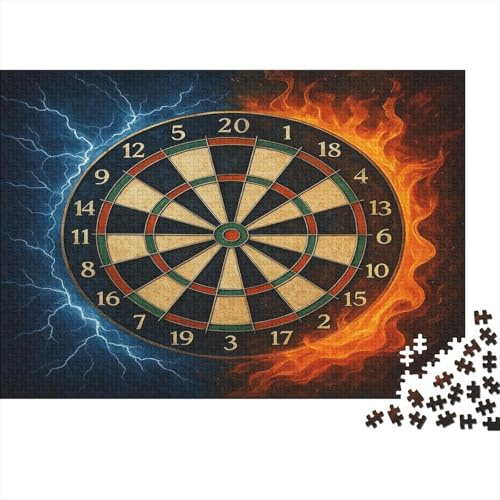 Flame Darts 1000 Pieces Dartboard Jigsaw Puzzle for Adults Paper Brain Teaser Home Decor 38x26cm/1000pcs