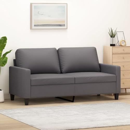 sephironlbb 2-Sitzer-Sofa Grau Kunstleder 140 cm Sitzbreite Metallgestell Polstergarnitur Wohnzimmer Lounge Gästezimmer mit bequemer Polsterung und stabilem Design
