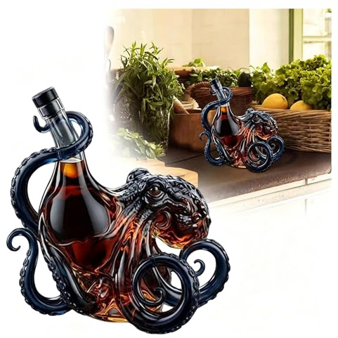Rum Edition - Bottiglia 3D a forma di polpo, decorazione nautica, collezione di arte marina, bottiglia di alta qualità per vino, liquore, soda