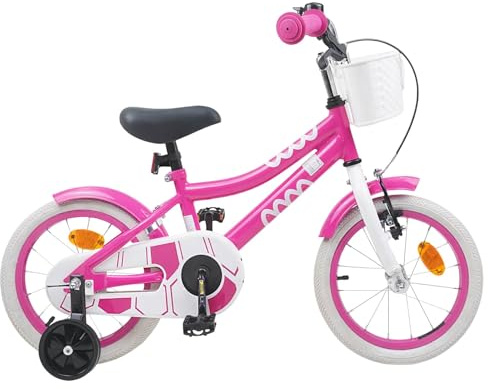 WERNBUPS Kinderfahrrad 12 Zoll Rosa mit höhenverstellbarem Lenker und Sitz, Stahlrahmen, klassischem Design und Sicherheitsbremsen für Abenteuer auf Straßen und Wegen