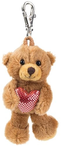 Schaffer 235 Plüsch Schlüsselanhänger Teddy mit Herz Braun, 8 - 12 cm