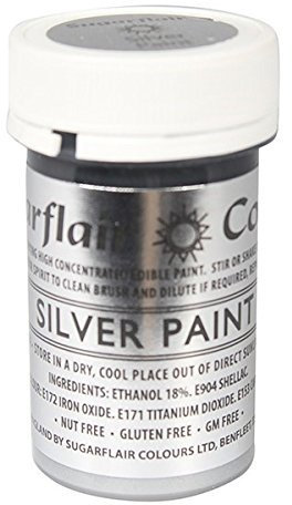5 x Sugarflair Silver Edible Paint Cake Icing Matt Colour Sugarpaste Decorating