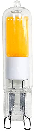 NCC-Licht LED COB Stiftsockel Leuchtmittel 2W = 20W G9 klar Glas warmweiß 2700K Retrofit