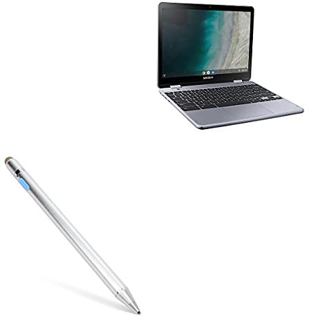 BoxWave Stylus Pen for Samsung Chromebook Plus V2 (Stylus Pen by BoxWave) - AccuPoint Active Stylus, Electronic Stylus with Ultra Fine Tip for Samsung Chromebook Plus V2 - Metallic Silver