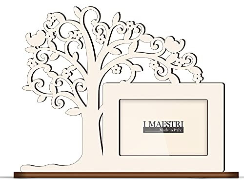 Cornice Portafoto Albero della Vita in Legno Personalizzabile con Dedica, Idea Regalo Originale e Versatile - Made in Italy (10x15 cm)