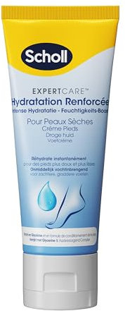 Scholl Crème Pieds Hydratation Renforcée - Peaux Sèches et Abîmées - Glycerine Enrichie pour Pieds Plus Doux - Hydrate Immédiatement et Protège Contre Sécheresse - Confort Durable - 75ml