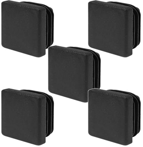 5x EMBOUT DE TUBE CARRE RENTRANT 15x15 à 60x60MM NOIR PLASTIQUE CHAISE MEUBLE CACHE (60x60mm)