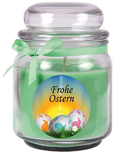 HS Candle Duftkerze als Ostergeschenk (Coconut Limes-Duft), Design: Ostereier - Kerze als Osterdeko - 300g. Wachs mit ca. 70 Stunden Brenndauer