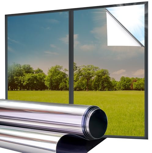 Lifetree Reflective One Way Window Film Privacy: Heat Control Mirror Window Tint Film Sun Blocker, UV Anti Glare Film Clear Day and Night for Home Office (Brown, 44.5 * 200cm)