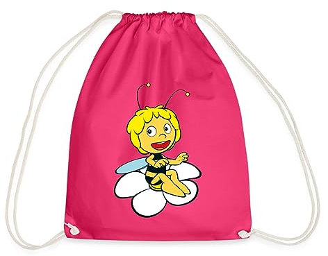 Spreadshirt Biene Maja Sitzt auf Blume Turnbeutel, One size, Fuchsia