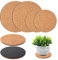 Augshy Cork Plant Coasters, 4 Pieces Cork Plant Mats for Indoor Plants and Garden Pots, Plant Saucer for Indoors (4 Inches, 6 Inches)