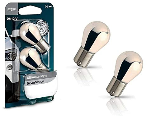 2x Philips Silver Vision PY21W 12V 12496SVB2 Ultimate Style High Tech Ersatz Halogen Birne für Blinker vorne hinten Seitenblinker E-geprüft