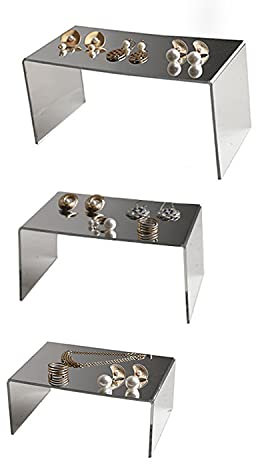 3 Sets Spiegel-Ausstellungsständer aus Acryl, Schmuckständer, Regal, Vitrinen-Befestigungen (Silber, 3)