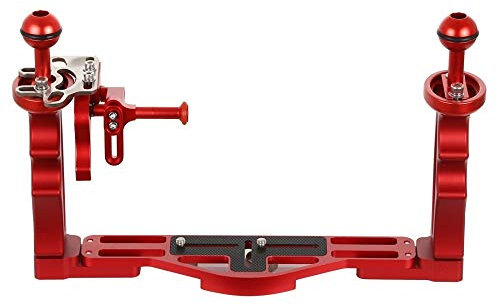 Camera lens holder Handheld Aluminium Alloy Tray Stabilizer Rig Underwater Camera Housing Case Diving Tray Mount for Action Camera DSLR Smartphone Camera Tripod (Colour : R Tray and Shutter)