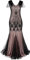 IBTOM CASTLE Robes style années 1920 Gatsby – Robe vintage avec col en V et perles et ourlet sirène pour femme, robe de soirée formelle, robe longue, robe de bal de fin d'année, déguisement