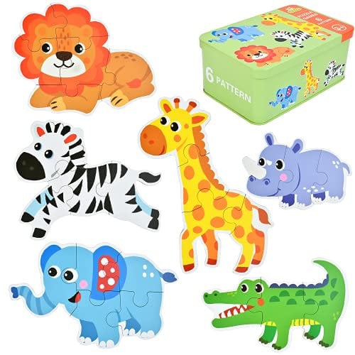 EKKONG Kinderpuzzle, Holzspielzeug für Kinder, Holzpuzzle ab 2 3 4 5 Jahren, Montessori Spielzeug für Weihnachten, Geburtstag, Kinderstag (6 Stück)