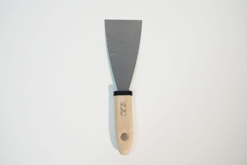 A.S. Création espátula Espátula de pintor con mango de madera Espátula de escayolista de acero inoxidable para quitar papel pintado y renovación color plateado 6 cm de ancho 909010