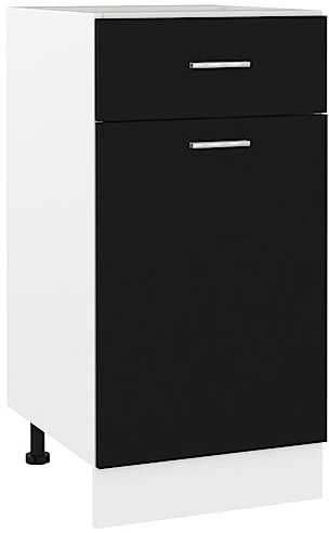vidaXL Armario de Cocina Muebles Mobiliario Duradero Mesa de Trabajo Almacenamiento Cuencos Platos Alacena Madera Ingeniería Negro 40x46x81,5 cm
